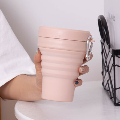 caneca de café dobrável portátil do silicone 16oz com tampa e palhas