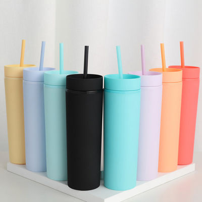 secadoras de roupa acrílicas plásticas da parede do dobro 16oz reusáveis com palha