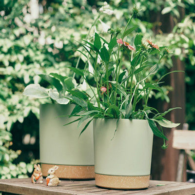 Potenciômetros plásticos internos da planta verde com furos da drenagem e base removível
