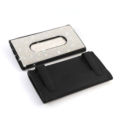 Suporte de couro do guardanapo da caixa do tecido da viseira do carro do plutônio do diamante para o carro