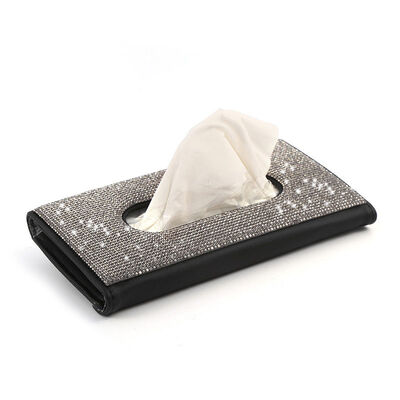 Suporte de couro do guardanapo da caixa do tecido da viseira do carro do plutônio do diamante para o carro