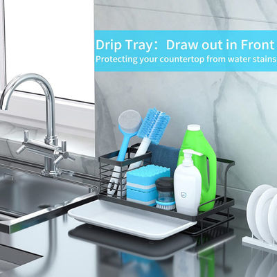 Organizador Stainless Steel do transportador do dissipador com a bandeja removível do dreno para a esponja