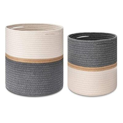 cesta tecida 10" 12" de cesta da planta da corda do algodão plantadores internos do assoalho do potenciômetro de flor para a decoração da casa