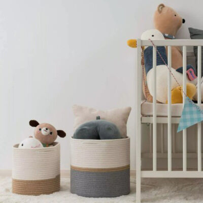 cesta tecida 10" 12" de cesta da planta da corda do algodão plantadores internos do assoalho do potenciômetro de flor para a decoração da casa