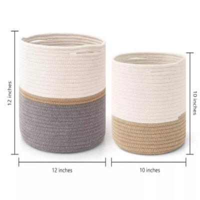 cesta tecida 10" 12" de cesta da planta da corda do algodão plantadores internos do assoalho do potenciômetro de flor para a decoração da casa