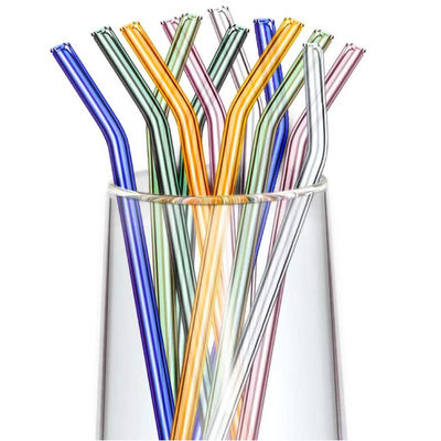 Palhas bebendo de vidro coloridas múltiplas de Borosilicate das palhas de vidro reusáveis