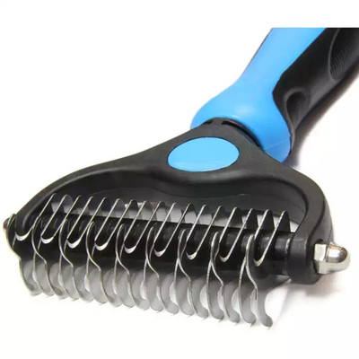 O pente de Cat Dog Pet Shedding Dematting Deshedding escova por muito tempo o punho de aço inoxidável