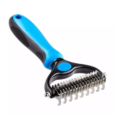 O pente de Cat Dog Pet Shedding Dematting Deshedding escova por muito tempo o punho de aço inoxidável