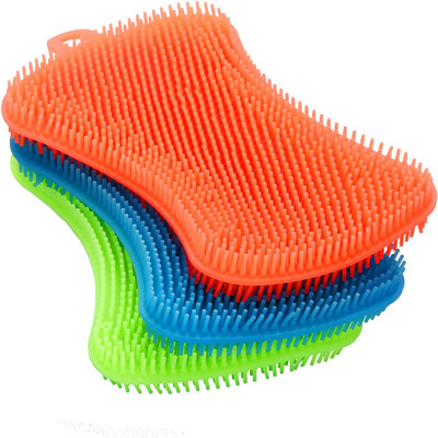 O prato multicolorido do silicone do produto comestível limpa para a cozinha