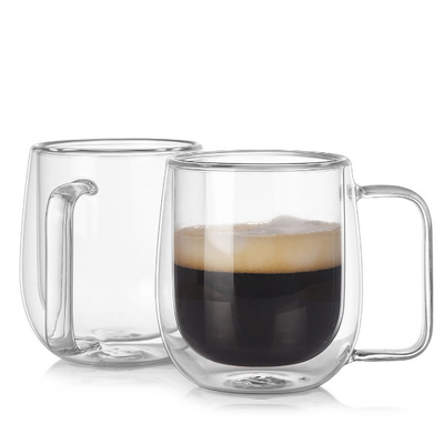 a parede dobro de vidro da caneca de café do espaço livre 12oz isolou vidros