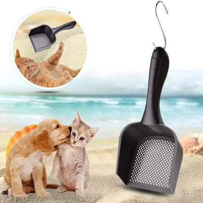 Pá fina de Scooper da maca dos furos pequenos plásticos pretos para Cat Dog