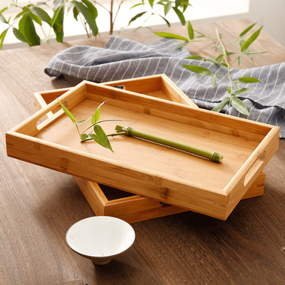 Serviço de bambu Tray With Handles da mesa de centro de madeira comer