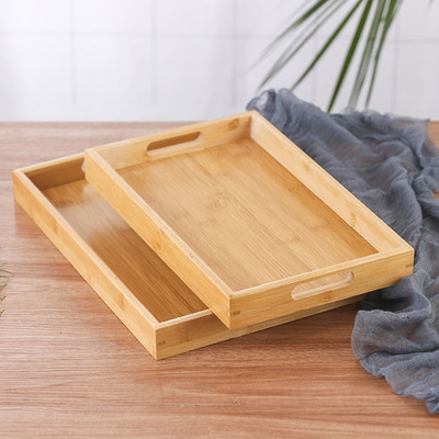 Serviço de bambu Tray With Handles da mesa de centro de madeira comer