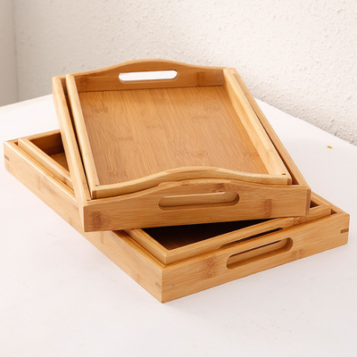 Serviço de bambu Tray With Handles da mesa de centro de madeira comer