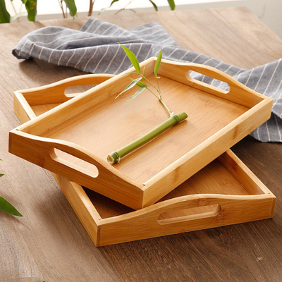 Serviço de bambu Tray With Handles da mesa de centro de madeira comer