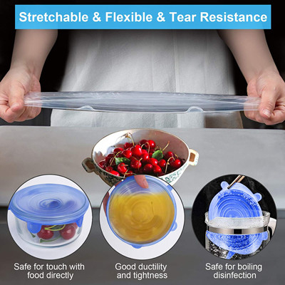 Tampas redondas multicoloridos do estiramento do silicone reusáveis para o armazenamento do alimento