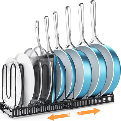 Potenciômetro ajustável e Pan Organizer Rack For Cabinet do metal preto