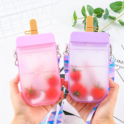 garrafa de água 300ml bonito plástica multicolorido com palha