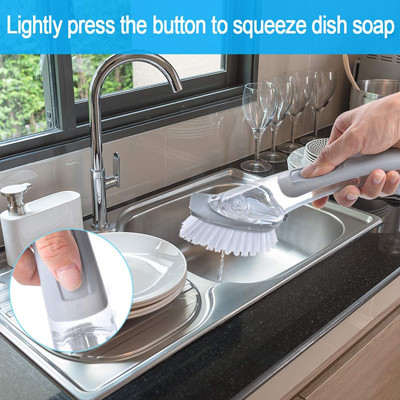 O potenciômetro Pan Scrubbing Gray Plastic Dish da banca da cozinha escova com distribuidor do sabão