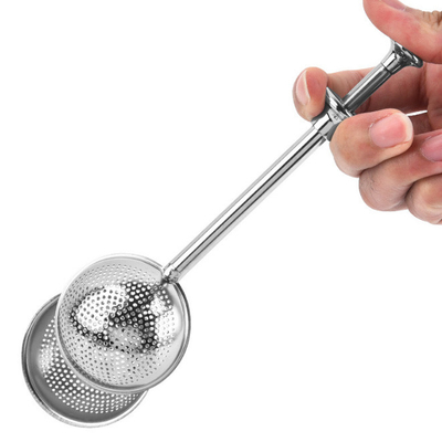Infusores de bola de chá de aço inoxidável cabo longo para especiarias de chá de folhas