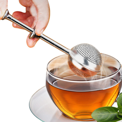 Infusores de bola de chá de aço inoxidável cabo longo para especiarias de chá de folhas