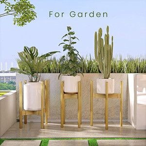 Rack de suporte de planta ajustável 100% bambu para plantas de interior