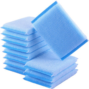 Almofadas de esfrega de nylon azul de longa duração e reutilizáveis