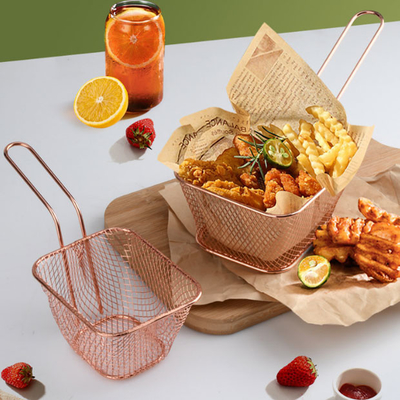 Cesta para batatas fritas de aço inoxidável com cabo longo acessórios de cozinha