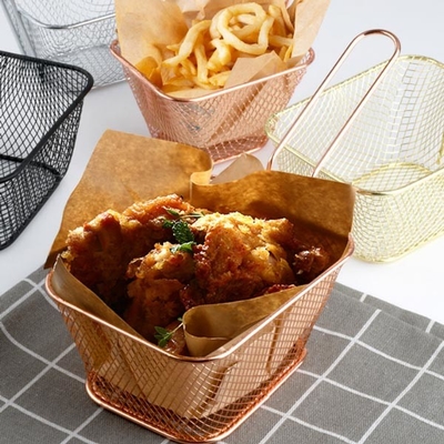 Cesta para batatas fritas de aço inoxidável com cabo longo acessórios de cozinha