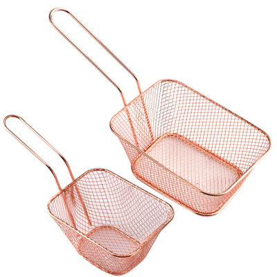 Cesta para batatas fritas de aço inoxidável com cabo longo acessórios de cozinha