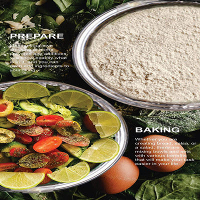 Salada em tigela funda de aço inoxidável para assar e marinar