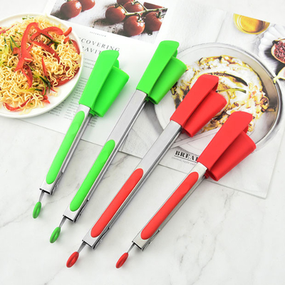 Espátula de churrasco de aço inoxidável para salada Clipes de silicone 2 em 1