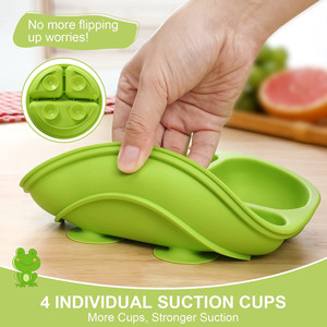 Placas de silicone para bebês multicoloridas de grau alimentício com sucção e tampas