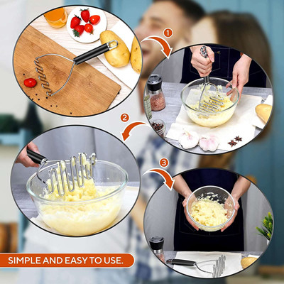 Masher de aço inoxidável de prata moderno da batata resistente
