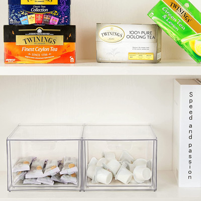 Escaninhos de armazenamento de Storage Drawers Plastic do organizador da composição de 2 blocos empilháveis