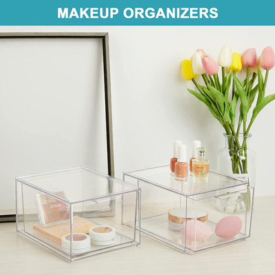 Escaninhos de armazenamento de Storage Drawers Plastic do organizador da composição de 2 blocos empilháveis