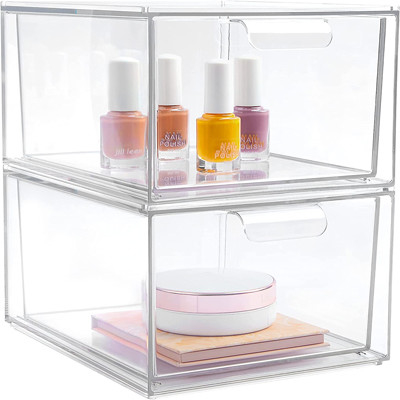 Escaninhos de armazenamento de Storage Drawers Plastic do organizador da composição de 2 blocos empilháveis