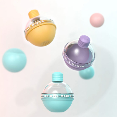 Molde 100ml da bola de gelo do silicone das bandejas do cubo de gelo da esfera do círculo da ampola