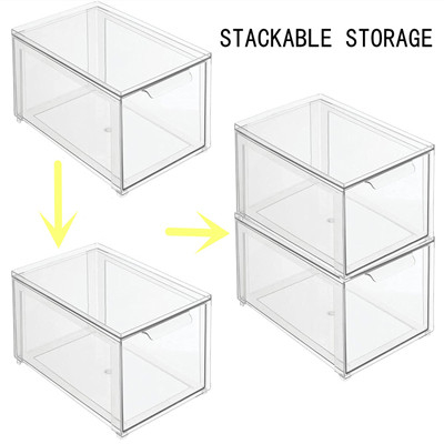 Organizador plástico claro empilhável Drawers With Lid da composição Multifunction