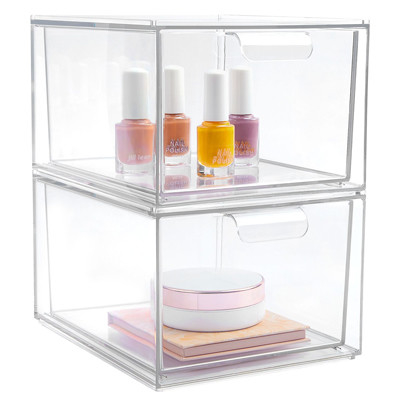 Organizador plástico claro empilhável Drawers With Lid da composição Multifunction