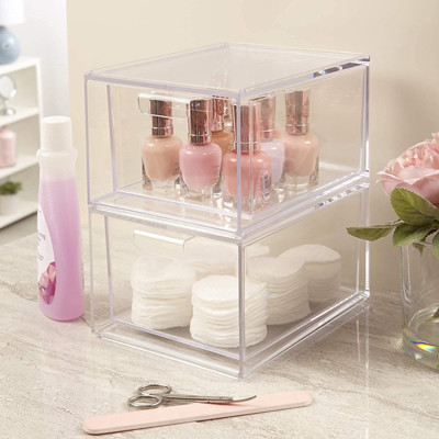 Organizador plástico claro empilhável Drawers With Lid da composição Multifunction