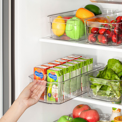 Escaninhos plásticos claros livres 6pcs das caixas de armazenamento do refrigerador de BPA