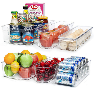 Escaninhos plásticos claros livres 6pcs das caixas de armazenamento do refrigerador de BPA