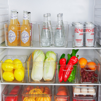 Escaninhos plásticos claros livres 6pcs das caixas de armazenamento do refrigerador de BPA