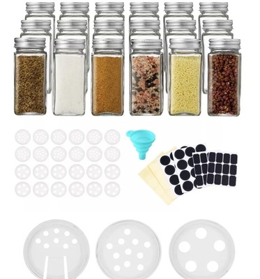 frascos quadrados da especiaria da cozinha de 12pcs 120ml com tampas de Shaker Lids And Airtight Metal