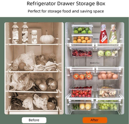 O recipiente de armazenamento do agregado familiar do alimento das bebidas retira o organizador Drawers 600g do refrigerador