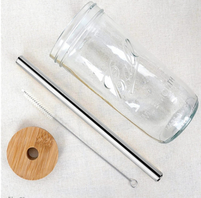 copos largos reusáveis dos vidros bebendo do frasco de Mason Mouth Smoothie Cups Mason dos copos de chá da bolha 500ml