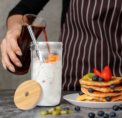 copos largos reusáveis dos vidros bebendo do frasco de Mason Mouth Smoothie Cups Mason dos copos de chá da bolha 500ml