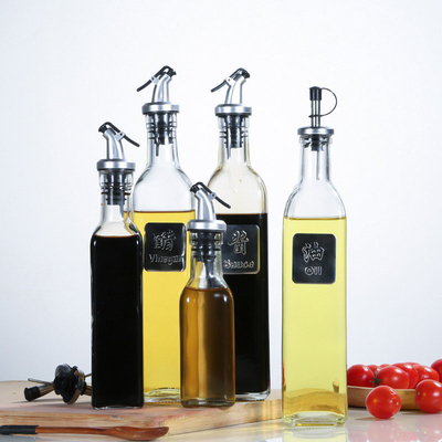 galheteiro do vinagre de Olive Oil Dispenser Bottles Clear do vidro de 250ml 500ml com óleo de Pourers