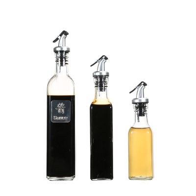 galheteiro do vinagre de Olive Oil Dispenser Bottles Clear do vidro de 250ml 500ml com óleo de Pourers